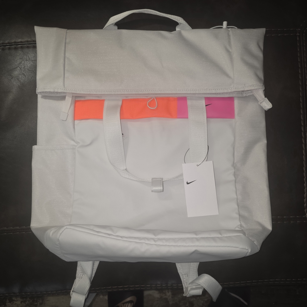 Nike Gray Backpack with Pink and Orange Accents